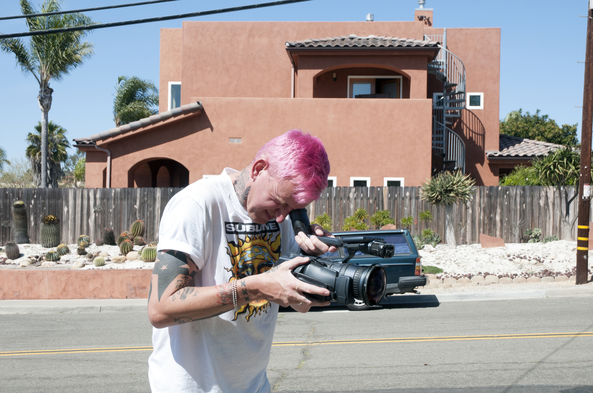 cavin filming pink hair